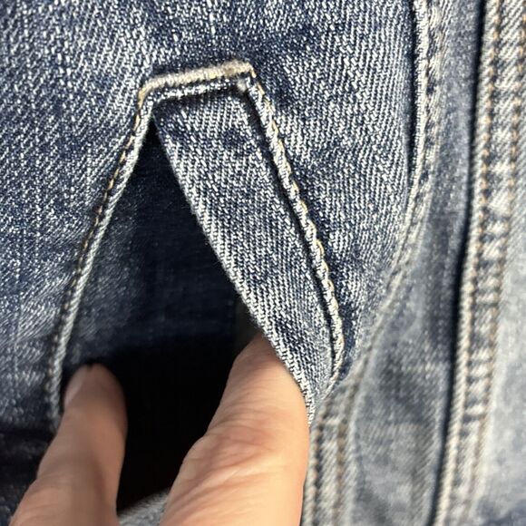 American Eagle Jean Jacket Denim Light Medium Wash Semi-Cropped Western M - Picture 7 of 15